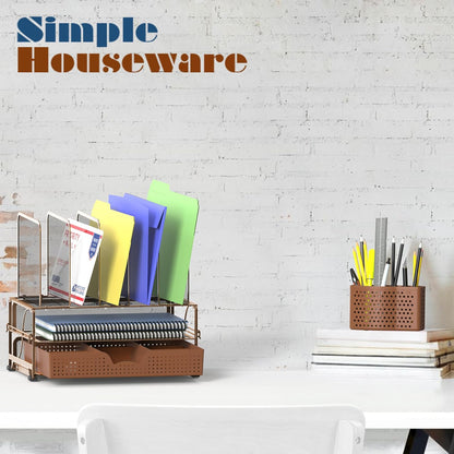 Desk File Organizer for Office Supplies w/Drawer, Black