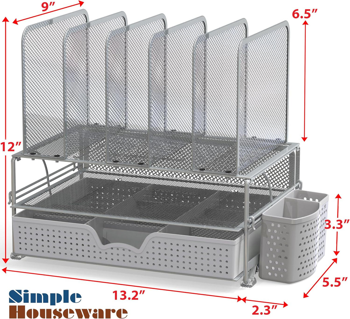 Desk File Organizer for Office Supplies w/Drawer, Black