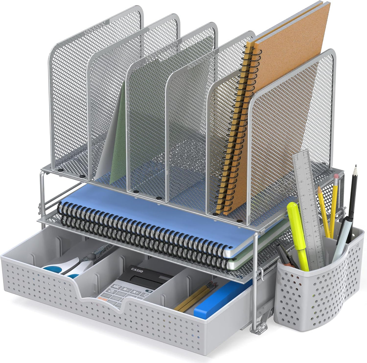 Desk File Organizer for Office Supplies w/Drawer, Black