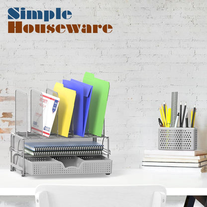 Desk File Organizer for Office Supplies w/Drawer, Black