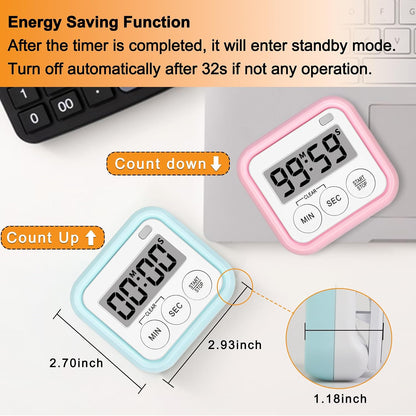 Timer, Kitchen Timers for Cooking Classroom Timer for Kids Teachers Magnetic Digital Timers 2 Pack, Pink