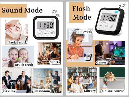 Timer, Kitchen Timers for Cooking Classroom Timer for Kids Teachers Magnetic Digital Timers 2 Pack, Pink