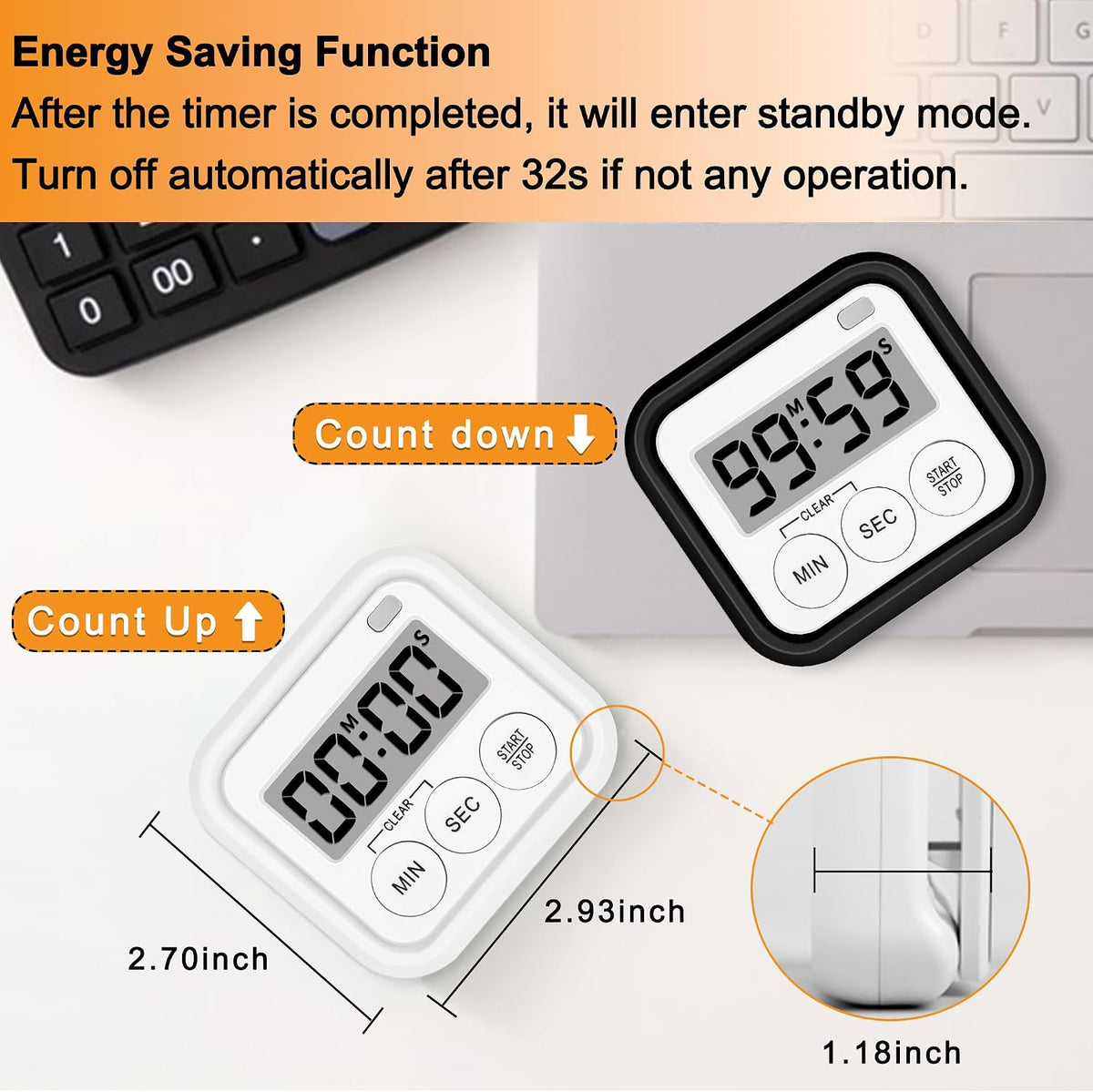 Timer, Kitchen Timers for Cooking Classroom Timer for Kids Teachers Magnetic Digital Timers 2 Pack, Pink