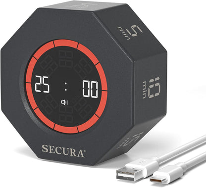 Pomodoro Timer with 5/10/15/20/25/50/90 Min Presets, 3 Level Volume