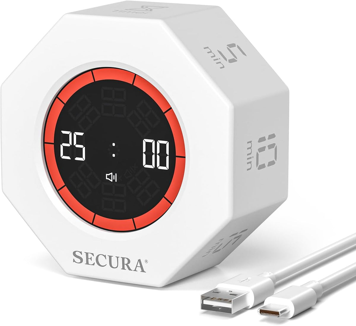 Pomodoro Timer with 5/10/15/20/25/50/90 Min Presets, 3 Level Volume