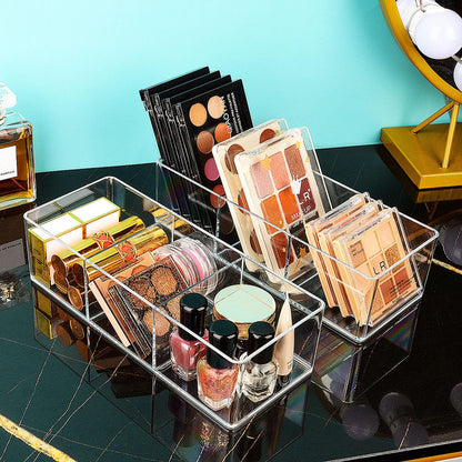 Acrylic Organizers, Bathroom Organizer for Drawer, Cosmetic Display Cases for Vanity, Countertop, Desk, Kitchen, and Makeup Storage, 3-Section