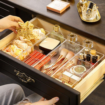 Acrylic Organizers, Bathroom Organizer for Drawer, Cosmetic Display Cases for Vanity, Countertop, Desk, Kitchen, and Makeup Storage, 3-Section