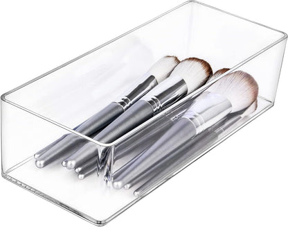 Acrylic Organizers, Bathroom Organizer for Drawer, Cosmetic Display Cases for Vanity, Countertop, Desk, Kitchen, and Makeup Storage, 3-Section