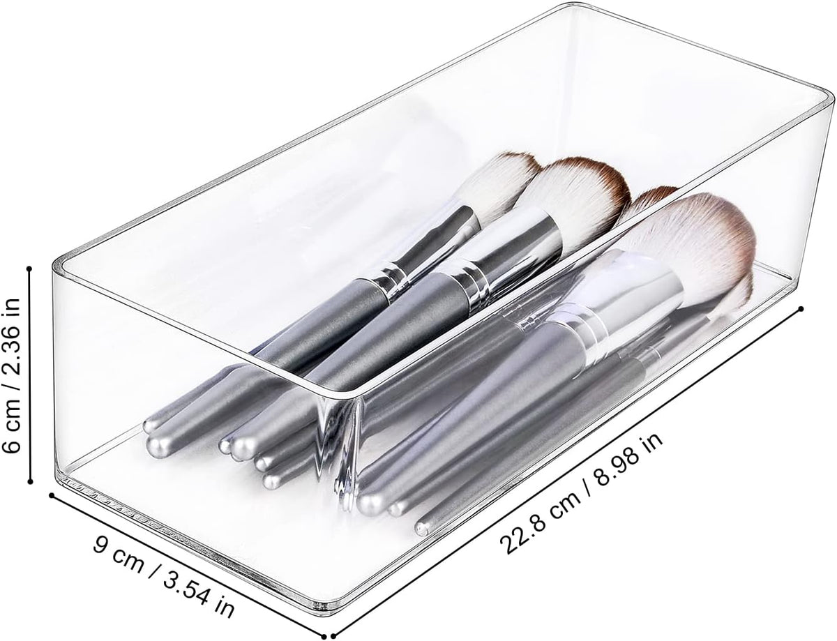 Acrylic Organizers, Bathroom Organizer for Drawer, Cosmetic Display Cases for Vanity, Countertop, Desk, Kitchen, and Makeup Storage, 3-Section