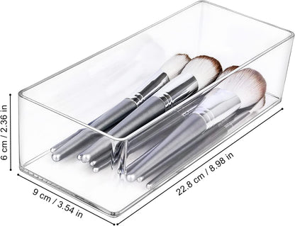 Acrylic Organizers, Bathroom Organizer for Drawer, Cosmetic Display Cases for Vanity, Countertop, Desk, Kitchen, and Makeup Storage, 3-Section