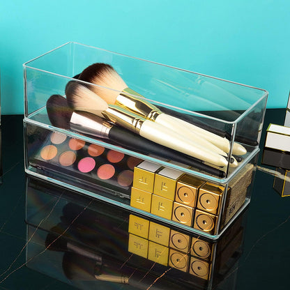 Acrylic Organizers, Bathroom Organizer for Drawer, Cosmetic Display Cases for Vanity, Countertop, Desk, Kitchen, and Makeup Storage, 3-Section