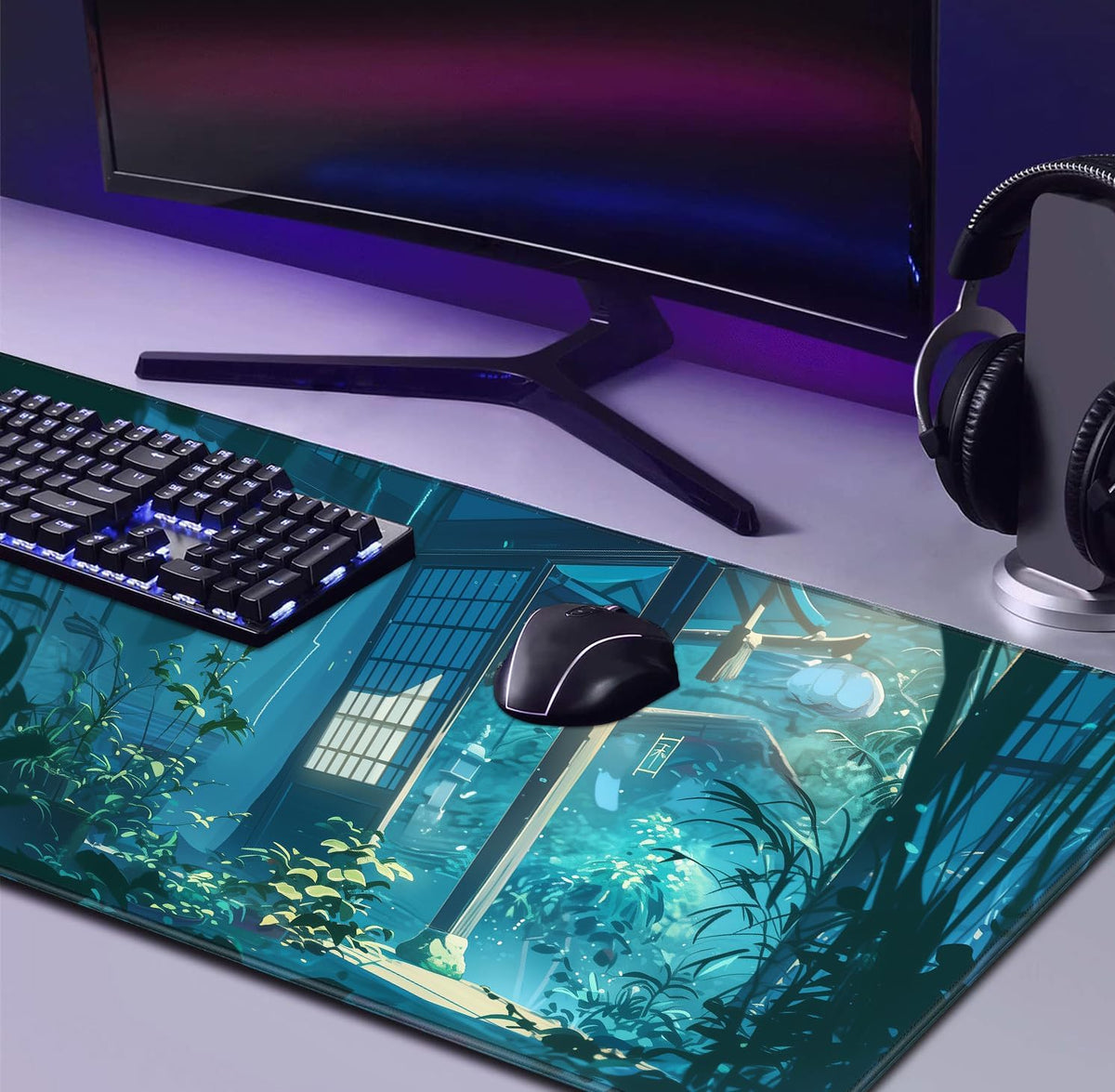 Retro American Flag XL Gaming Mouse Pad with Stitching Edge Laptop Desk Mat