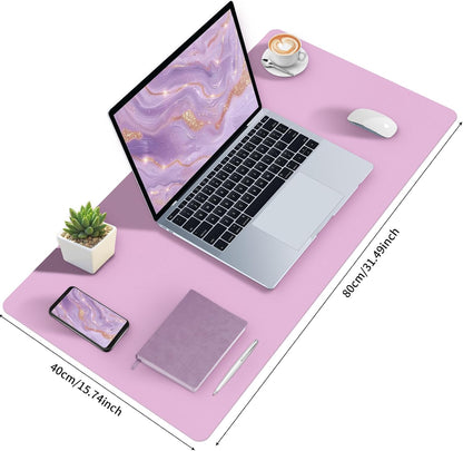 Bloss Leather Desk Pad and Keyboard Wrist Rest, Large Mouse Pad + Keyboard Pad+Mouse Wrist Support, Non-Slip Desk Mat Protector for Office, Home(31.5×15.7 Inches,Beige) - Colors A