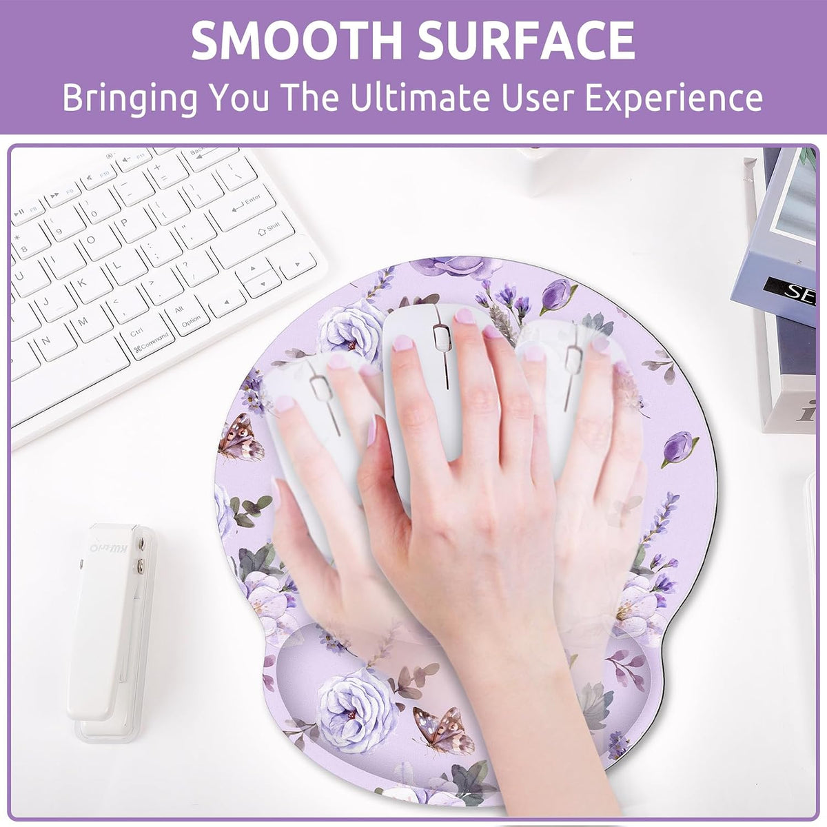 KONVINIT Ergonomic Mouse Pad with Wrist Rest, Small Mousepad with Non-Slip Rubber Base and Smooth Surface, Beach Mouse Pads for Desk, Office Desk Accessories