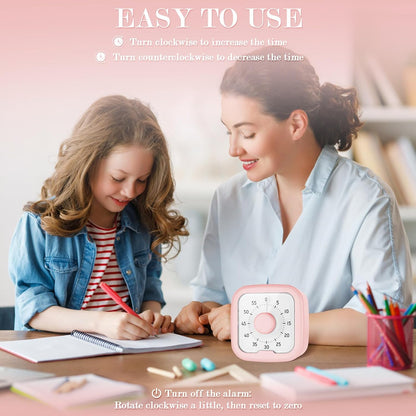 60 Minute Visual Timer,Time Timer Home,Silent Pomodoro Timer and Adults,Countdown Clock Management Tool for Classroom Home Office (Pink)