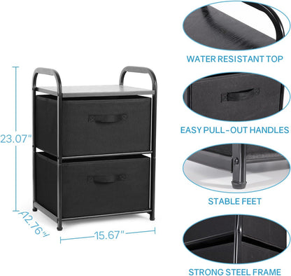 Dresser Storage with 3 Drawers, Fabric Dresser Tower, Vertical Storage Unit for Bedroom, Closet, Office, Black