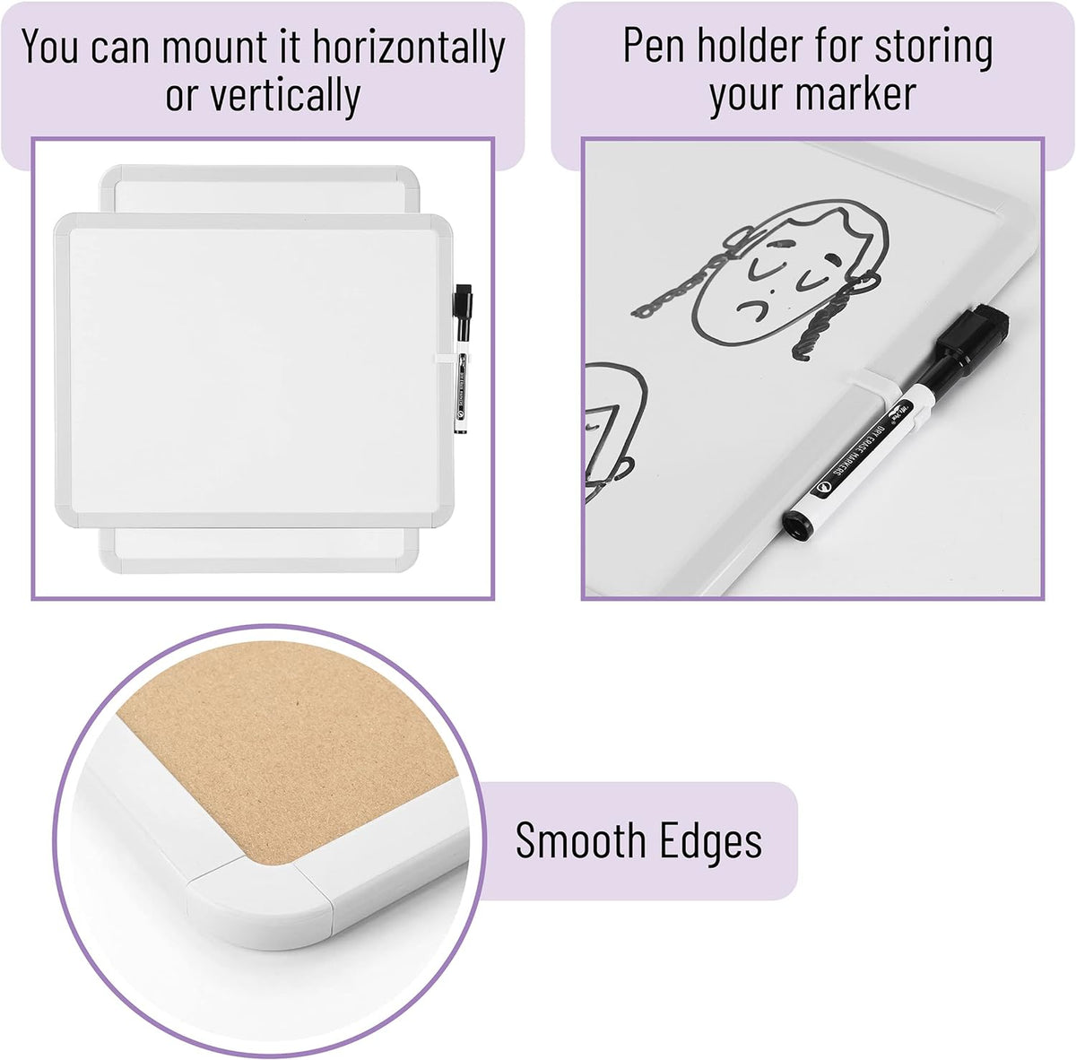 Dry Erase Board, 14” x 11”, White Frame