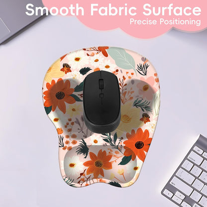 Wrist Support Mouse Pad Anti Slip Rubber Wrist Rest Mousepad 9in X 8in Small Desktop Notebook Mouse Mat for Working and Gaming (M-Pink Floral)