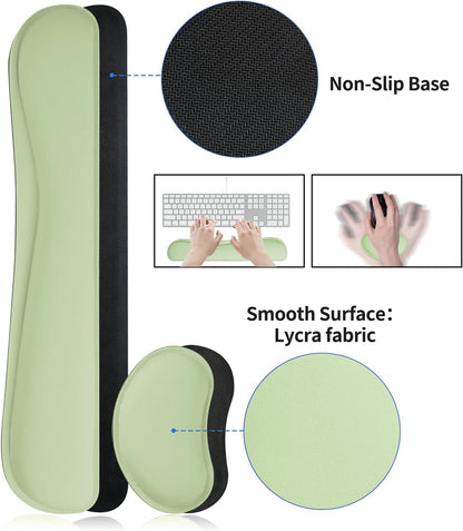 Bloss Leather Desk Pad and Keyboard Wrist Rest, Large Mouse Pad + Keyboard Pad+Mouse Wrist Support, Non-Slip Desk Mat Protector for Office, Home(31.5×15.7 Inches,Beige) - Colors A