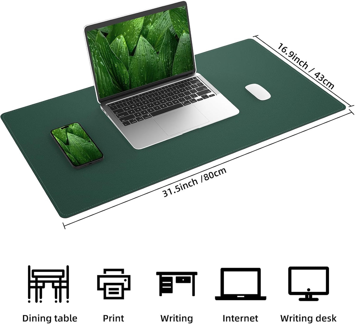Large Desk Mat, 47" x 17", Black