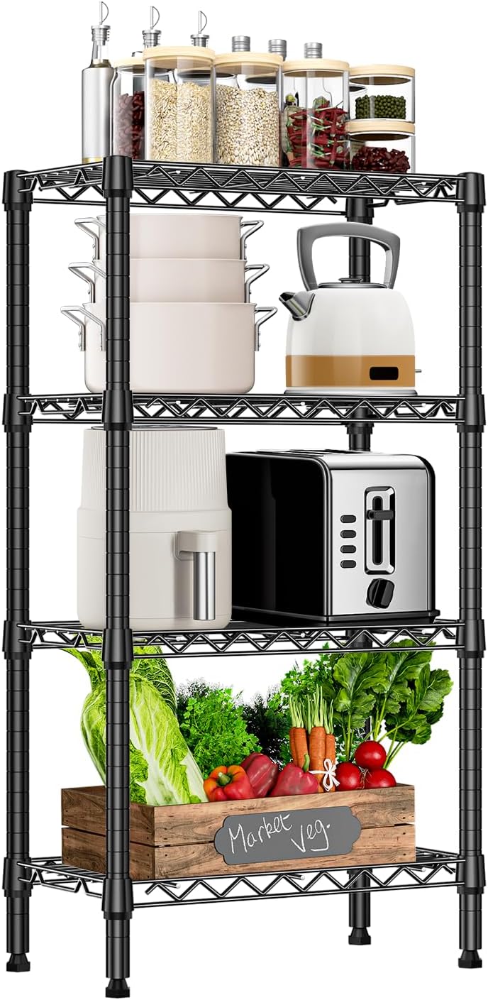 M MZG 450 lbs Steel Storage Shelving 3-Tier Utility Shelving Unit Steel Organizer Wire Rack for Home,Kitchen,Office (11.8" D x 17.7" W x 26.3" H) - Colors B