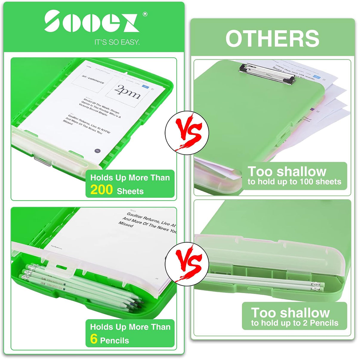 Clipboard with Storage, Clip Board 8.5 x 11 with Pen Holder, High Capacity Plastic Organization Case Box for Letter Legal A4 Size Paper, Nurses Teachers Must Haves, School & Office Supplies