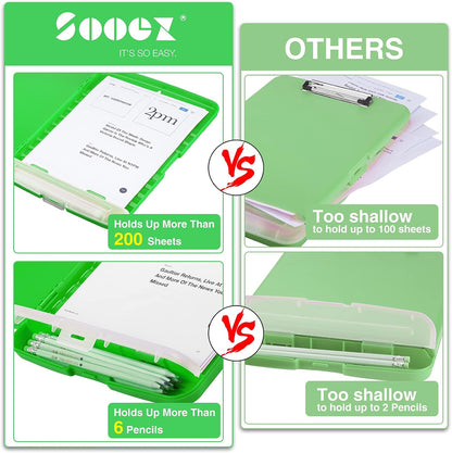 Clipboard with Storage, Clip Board 8.5 x 11 with Pen Holder, High Capacity Plastic Organization Case Box for Letter Legal A4 Size Paper, Nurses Teachers Must Haves, School & Office Supplies