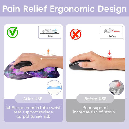 Wrist Support Mouse Pad Anti Slip Rubber Wrist Rest Mousepad 9in X 8in Small Desktop Notebook Mouse Mat for Working and Gaming (M-Pink Floral)