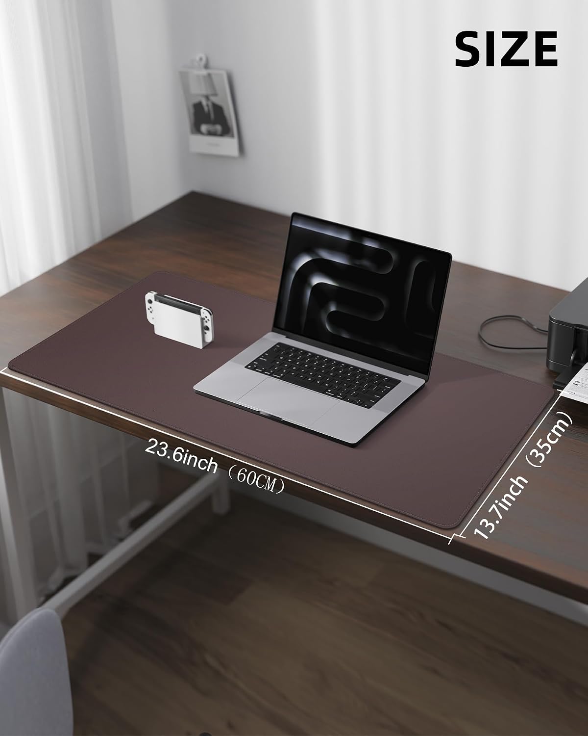 AFIING Large Desk Mat 55" x 24" - PU Leather Desk Pad Protector, Waterproof Non-Slip Extended Mouse Pad for Office Desk, Keyboard, Laptop and Home Workspace (Black)