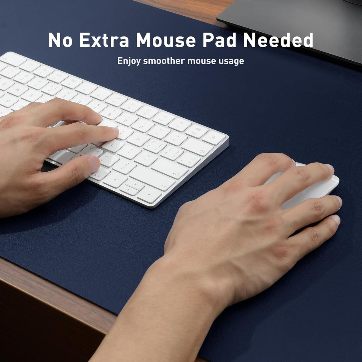 Aothia Leather Office Desk Pad Protector, Non-Slip PU Leather Desk Blotter, Waterproof Laptop Writing Mouse Pad for Office and Home, Black, 31.5" x 15.7" - Colors B