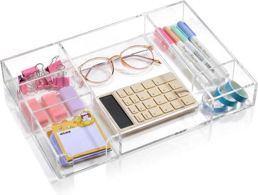 Clear Acrylic Drawer Organizer,6 Compartments,Large