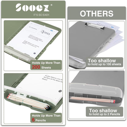 Clipboard with Storage, Clip Board 8.5 x 11 with Pen Holder, High Capacity Plastic Organization Case Box for Letter Legal A4 Size Paper, Nurses Teachers Must Haves, School & Office Supplies