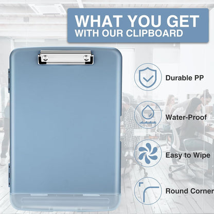 Clipboard with Storage, Clip Board 8.5 x 11 with Pen Holder, High Capacity Plastic Organization Case Box for Letter Legal A4 Size Paper, Nurses Teachers Must Haves, School & Office Supplies