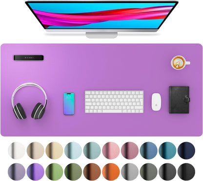 Aothia Leather Office Desk Pad Protector, Non-Slip PU Leather Desk Blotter, Waterproof Laptop Writing Mouse Pad for Office and Home, Black, 31.5" x 15.7" - Colors B