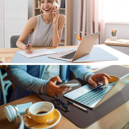 YSAGi Non-Slip Leather Desk Pad, Waterproof Laptop Computer Desk Keyboard Mat, Table Protector Blotter Mat, Large Mouse Pad for Office/Work/Home/Decor(Dark Brown, 31.5" x 15.7")