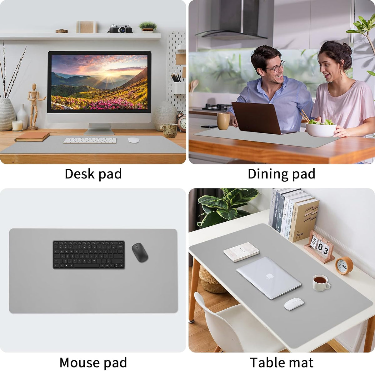 Bloss Leather Desk Pad and Keyboard Wrist Rest, Large Mouse Pad + Keyboard Pad+Mouse Wrist Support, Non-Slip Desk Mat Protector for Office, Home(31.5×15.7 Inches,Beige) - Colors B