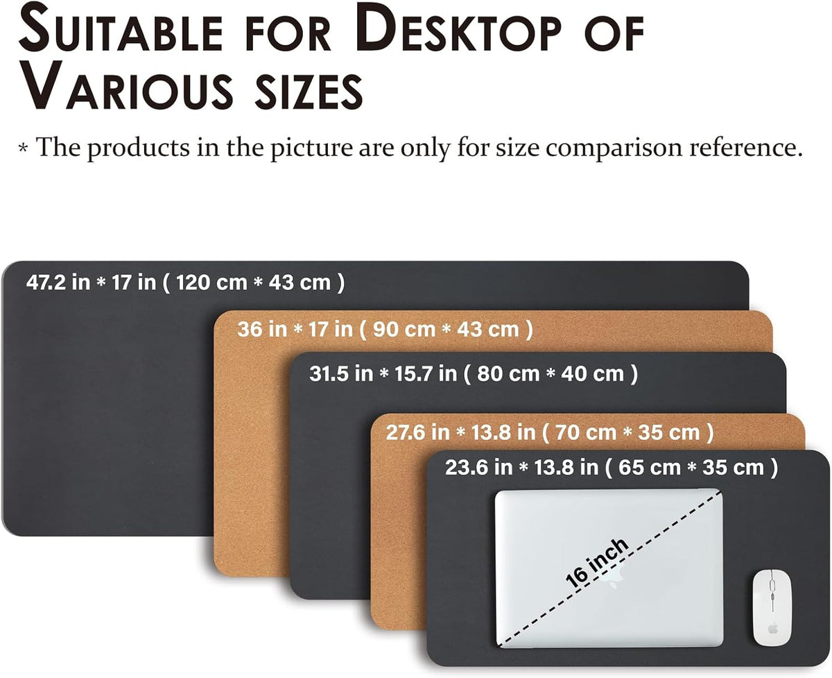 Large Cork Desk Mat - 47.2"x 17" Desk Pad for Office and Home - Ideal for Large Mouse Pad and Desk Mats on Top of Desks(Dark Green)