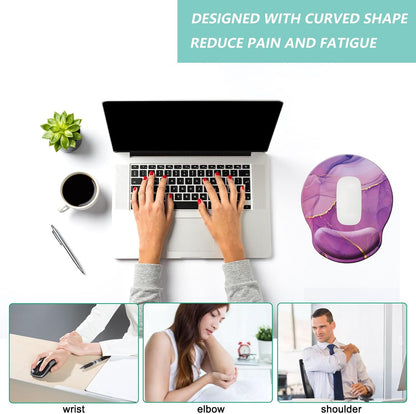 Mouse Pad with Wrist Support, Ergonomic Mouse Pad with Memory Foam Wrist Rest Cushion, Non-Slip Rubber Base Gaming Mice Pad for Home Office Computer Laptop, Flower Black