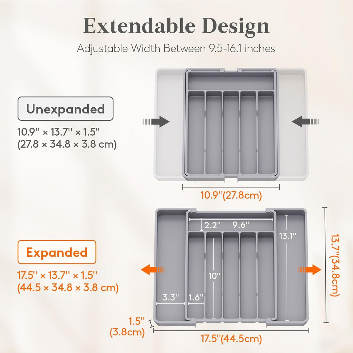 Expandable Silverware Drawer Organizer, Kitchen Utensil Tray