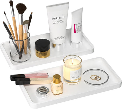 Small Bathroom Vanity Tray for Countertop Makeup Perfume Jewelry Decor Candle Keys, Small Black Kitchen Tray for Soap Dispenser Spice Bamboo Toilet Tray 7.9" L x 4" W x 0.79" H
