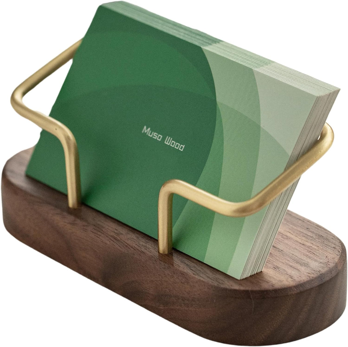 muso wood Business Card Holder for Desk, Wooden Creative Business Card Display for Desk, Wood Business Card Stand for Office, Tabletop (Cherry)