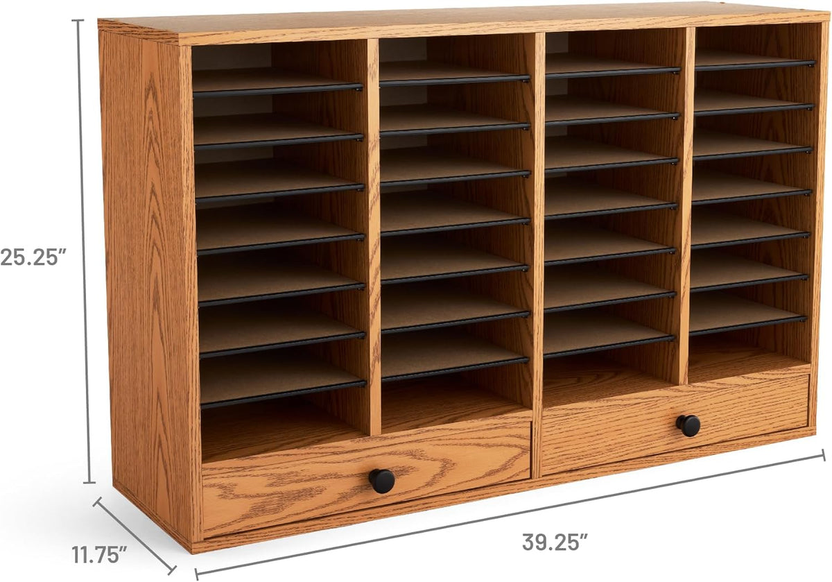 Safco 9422GR Wood Adjustable Literature & Paper Organizer, 16 Adjustable Compratment, Stackable Durable Construction, Home, Office, Mailroom, Classroom Mailbox , Gray