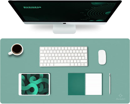 K KNODEL Large Office Leather Desk Mat, Mouse and Keyboard Pad, Computer and Laptop Mat, Desktop Protector and Cover, Writing Pad and Blotter (31.5"x15.7", Black)