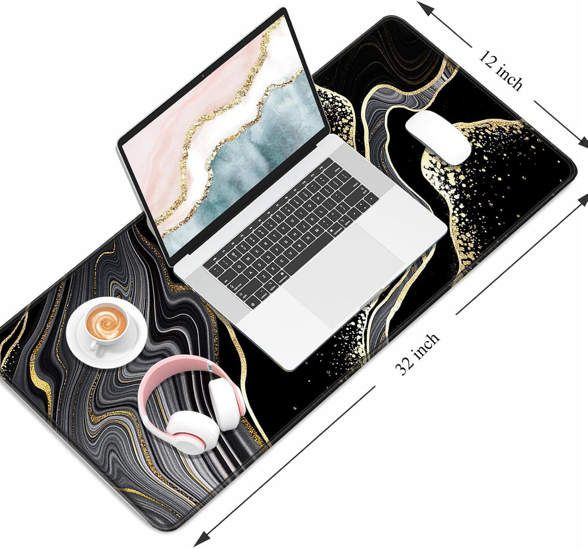 Auhoahsil Desk Mat, Ultra Large Mouse Pad, XXL Gaming Mousepad, Green Tropical Leaves Deskpad, Big Extended Full Size Mouse Pad, Desktop Desk Matt for Keyboard, Laptop & Computer, 35.5 x 15.7 in - Colors B