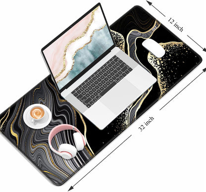 Auhoahsil Desk Mat, Ultra Large Mouse Pad, XXL Gaming Mousepad, Green Tropical Leaves Deskpad, Big Extended Full Size Mouse Pad, Desktop Desk Matt for Keyboard, Laptop & Computer, 35.5 x 15.7 in - Colors B