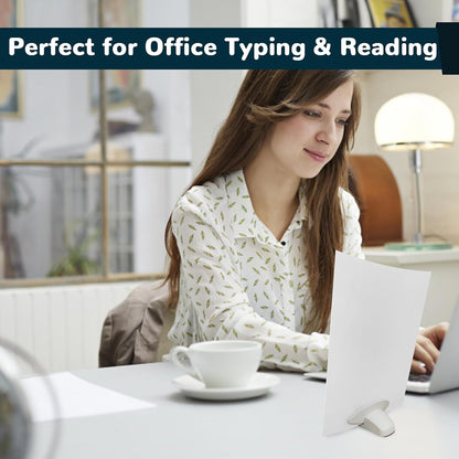 Paper Holder for Typing, White Typing Stand Document Holder with Weighted Base and Clip, Compact Paper Stand for Desk When Typing, Copy Holder for Notes, Forms and Office Work