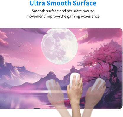 Japanese Mouse Pad, Large Japanese Desk Mat, XL Anime Gaming Keyboard Mat, Non-Slip Rubber Base, Big Extended Desk Protector for Home Office, 31.5”x11.8”