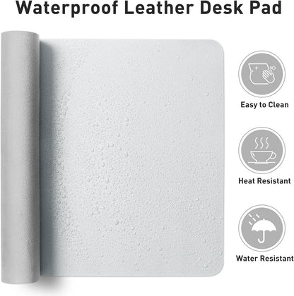 Aothia Leather Office Desk Pad Protector, Non-Slip PU Leather Desk Blotter, Waterproof Laptop Writing Mouse Pad for Office and Home, Black, 31.5" x 15.7" - Colors A