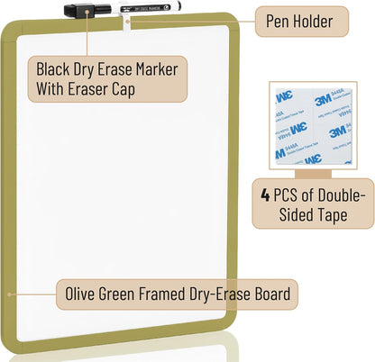 Dry Erase Board, 14” x 11”, White Frame