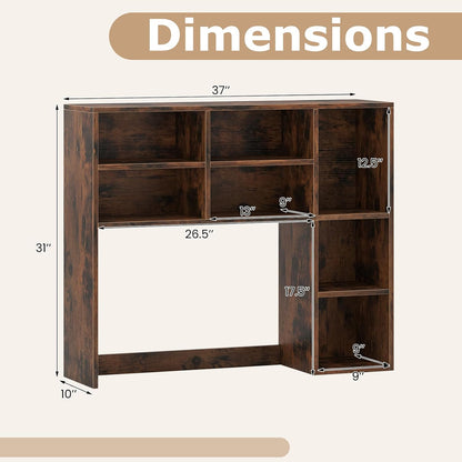 Desktop Bookshelf, Countertop Storage Hutch with 5 Shelves for Computer Desk, Desk 3-Tier Display Rack, Multipurpose Wood Desktop Hutch Storage Organizer for Dorm Office Home